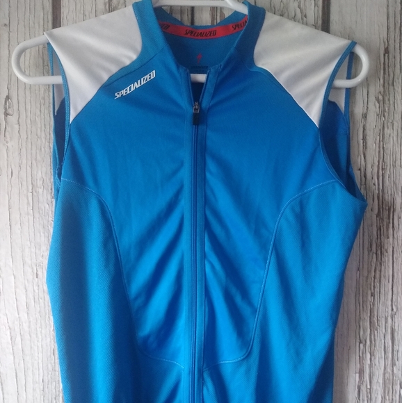 Specialized Men's Performance Cycling Jersey Full Zip Bue Back Pockets Size L - Picture 1 of 5